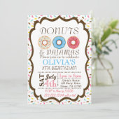 Donut en pyjama uitnodiging (Staand voorkant)