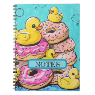 Donut en Rubber Ducks Geïllustreerd Spiraal Notiti Notitieboek