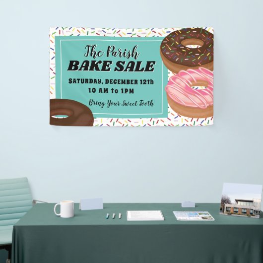 Donut en Sprinkles Bake Sale Spandoek (Beurs)