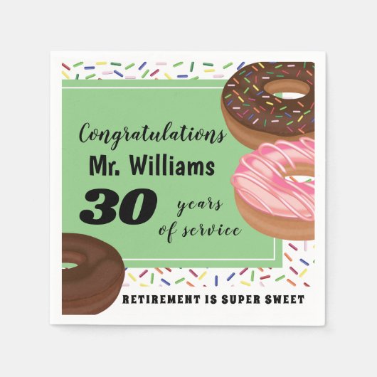 Donut en Sprinkles Pensioen Partij Servet (Voorkant)