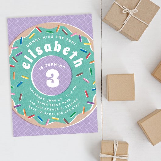 Donut en Sprinkles verjaardagsfeestje uitnodiging