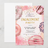 Donut ENGAGEMENT party Invitation Kaart (Voorkant / Achterkant)
