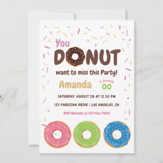 Donut Feest Uitnodiging (Voorkant)