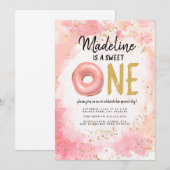 Donut First Birthday Invitation Kaart (Voorkant / Achterkant)