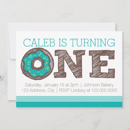Donut First Birthday Invitation Kaart (Voorkant)