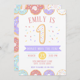 Donut First Birthday Invitation Kaart