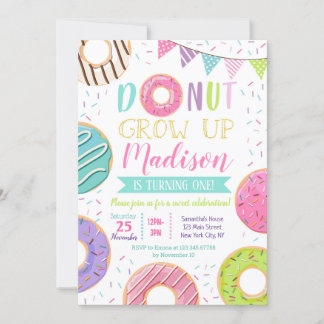 Donut First Birthday Invitations Kaart