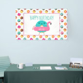 Donut Flamingo Birthday Pool Party Personalized Spandoek (Beurs)