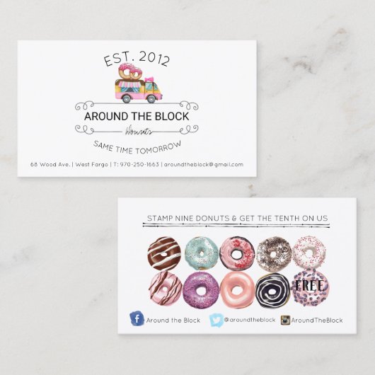 Donut Food Truck Loyalty Card (Voorkant / Achterkant)