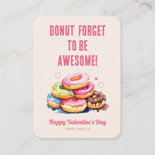 Donut Forget to Be Awesome Kids Valentine Notitiekaartje (Voorkant)