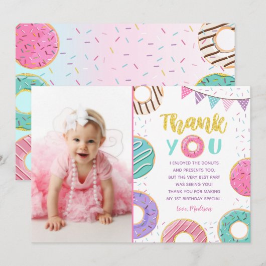 Donut Foto Birthday Dank je kaarten (Voorkant / Achterkant)