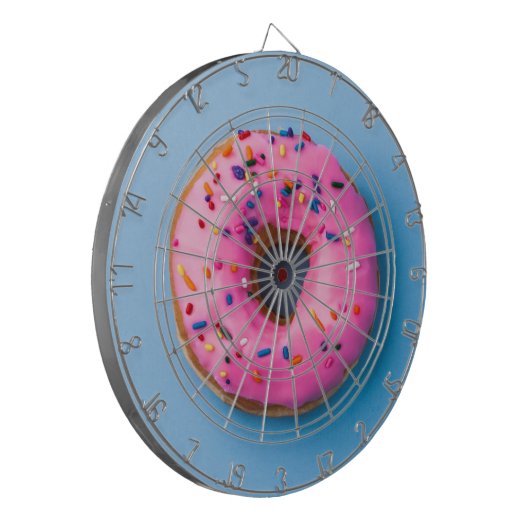 Donut foto blauw en roze modern Dartboard Dartbord (Voorkant Links)