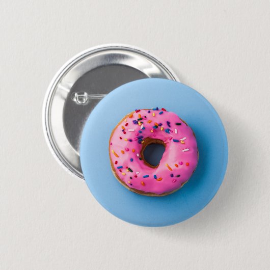Donut foto blauw en roze modern design Button (Voorkant /achterkant)