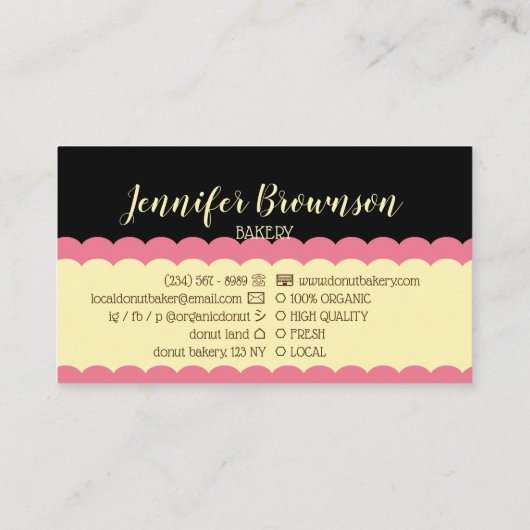 Donut Foto Smakelijk Roze Bruin Visitekaartje (Achterkant)