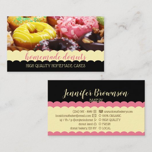 Donut Foto Smakelijk Roze Bruin Visitekaartje (Voorkant / Achterkant)