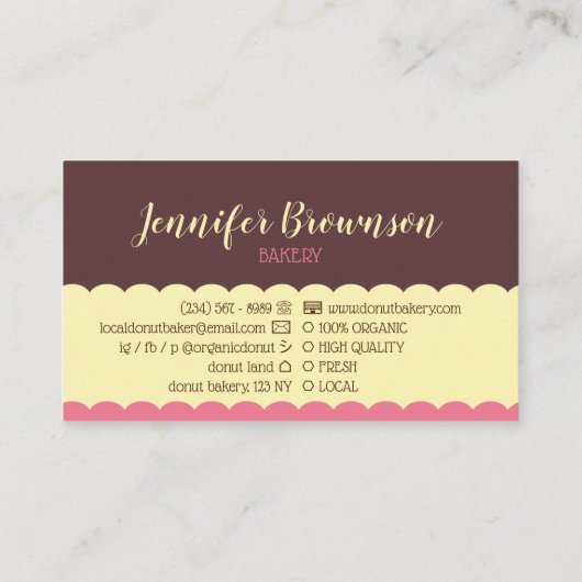 Donut foto smakelijk roze geel visitekaartje (Achterkant)