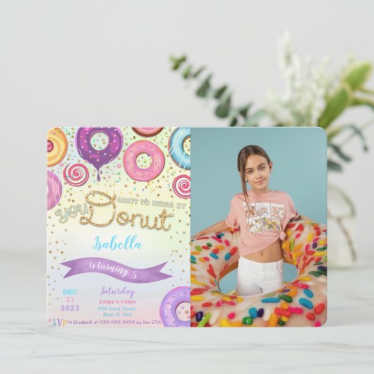 Donut-foto-uitnodiging Kaart (Staand voorkant)