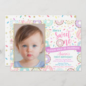 Donut Foto van Birthday Uitnodiging op een feestje (Voorkant / Achterkant)