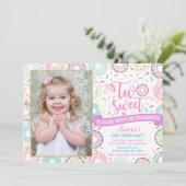 Donut Foto van Birthday Uitnodiging Twee zoete Par (Staand voorkant)
