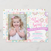 Donut Foto van Birthday Uitnodiging Twee zoete Par (Voorkant / Achterkant)