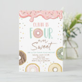 Donut Four Ever Sweet Girl 4e verjaardag Kaart (Staand voorkant)