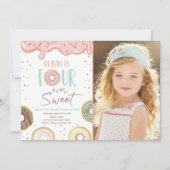 Donut Four Ever Sweet Girl 4e verjaardag Kaart (Voorkant)