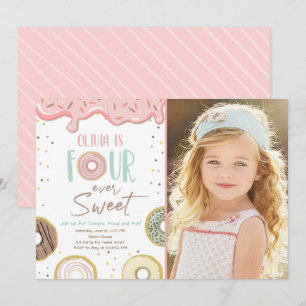 Donut Four Ever Sweet Girl 4e verjaardag Kaart
