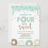 Donut Four Ever Sweet Nodig Donut 4e verjaardag ui Kaart (Voorkant)