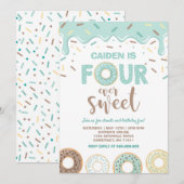 Donut Four Ever Sweet Nodig Donut 4e verjaardag ui Kaart (Voorkant / Achterkant)