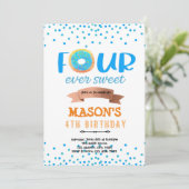 Donut FOURever-liefdesfeestje Kaart (Staand voorkant)