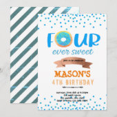 Donut FOURever-liefdesfeestje Kaart (Voorkant / Achterkant)