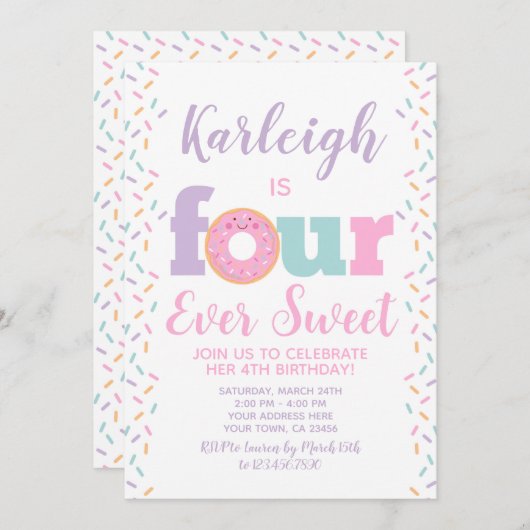 Donut FourEver Zoet Kaart (Voorkant / Achterkant)