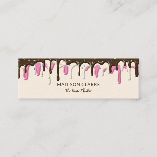 Donut Frosting Sprinkles Baker Bakery Mini Visitekaartje (Voorkant)