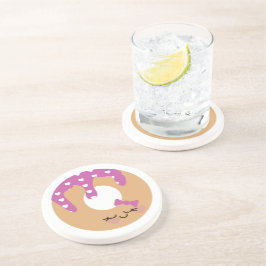 Donut Funny Cartoon Sprinkles Pink Paars Zandsteen Onderzetter