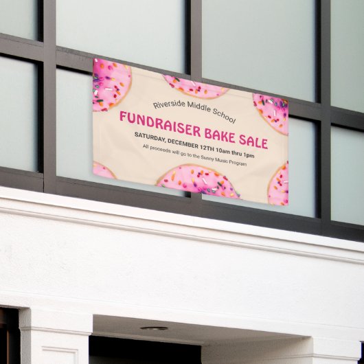 Donut Gebak School Kerk Fondsenwerving Bakverkoop Spandoek (Buitenkant Gebouw)