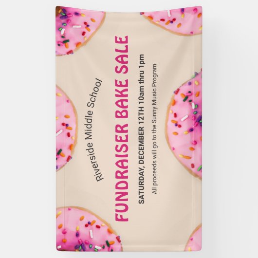 Donut Gebak School Kerk Fondsenwerving Bakverkoop Spandoek (Verticaal)