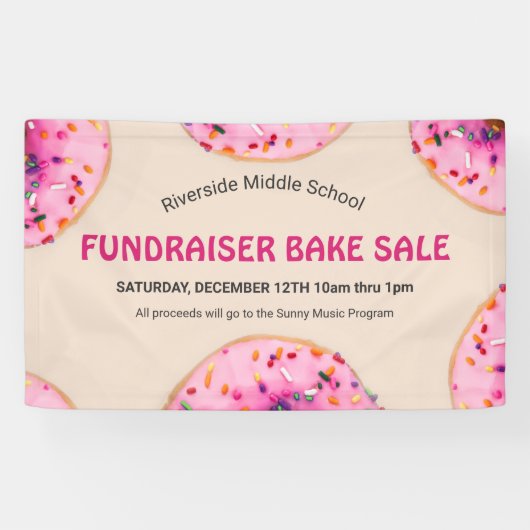 Donut Gebak School Kerk Fondsenwerving Bakverkoop Spandoek (Horizontaal)
