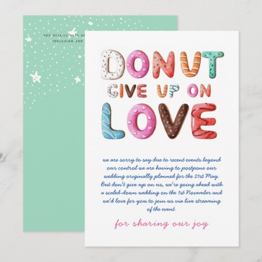 DONUT Geef Op Nergens Liefde Wijziging Van Datum P Kaart (Voorkant / Achterkant)