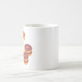 Donut geeft chocolade en witte chocolade op koffiemok (Center)