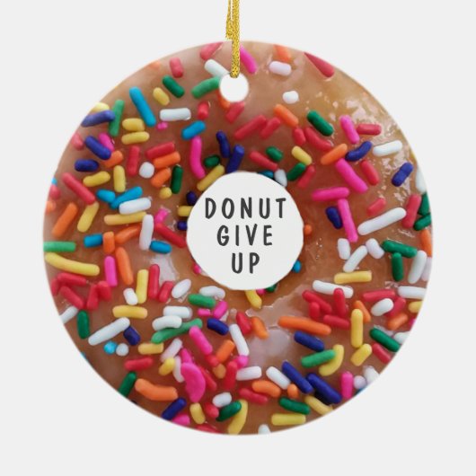 Donut geeft Funny Donut Pun op Keramisch Ornament (Achterkant)