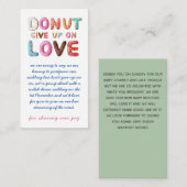 DONUT geeft op bij verandering van liefdesaanbod o Notitiekaartje (Voorkant / Achterkant)