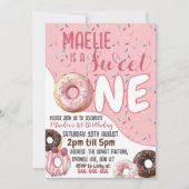 Donut geïnspireerd eerste verjaardagsfeestje uitno kaart (Voorkant)