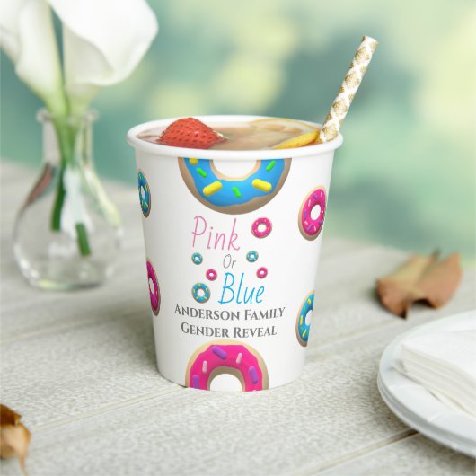 Donut Gender onthulling Papieren Bekers (Insitu)