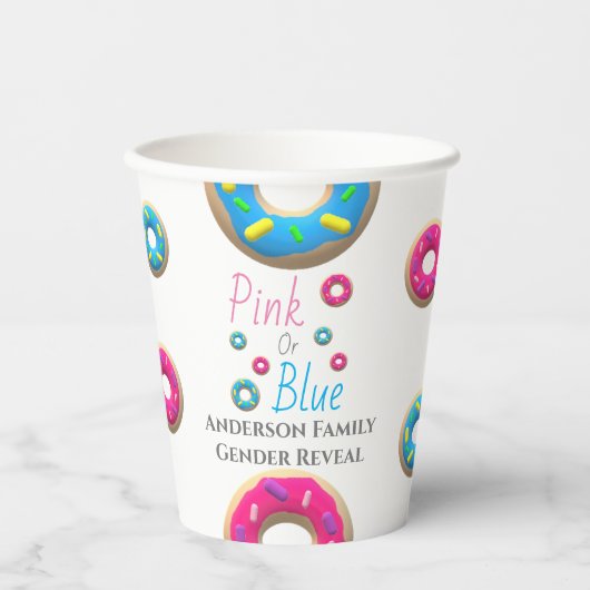 Donut Gender onthulling Papieren Bekers (Voorkant)