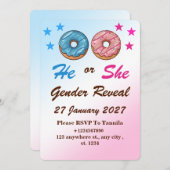 Donut Gender Reveal InvitatIon Card Kaart (Voorkant / Achterkant)