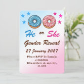 Donut Gender Reveal InvitatIon Card Kaart (Staand voorkant)