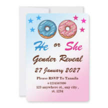 Donut Gender Reveal InvitatIon Card