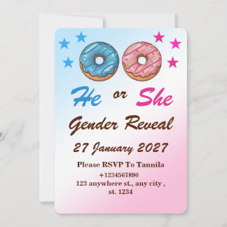 Donut Gender Reveal InvitatIon Card Kaart