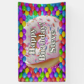 Donut gepersonaliseerde karakter verjaardag banner (Verticaal)