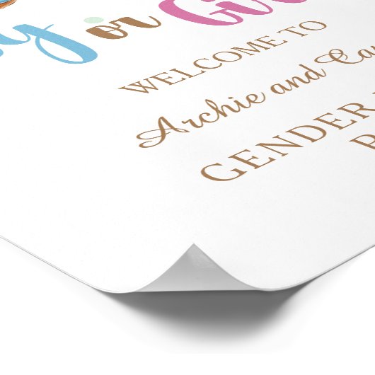 Donut Geslacht Onthullen Jongen of Meisje Party Poster (Hoek)